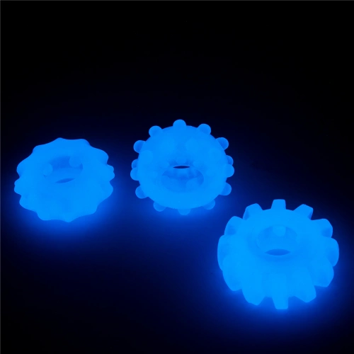 Dilyana- Set of 3 pcs. glow in the dark penis rings Lumino blue [13]