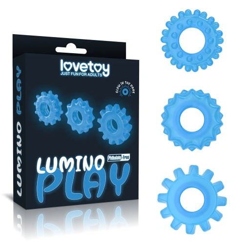 Dilyana- Set of 3 pcs. glow in the dark penis rings Lumino blue [14]