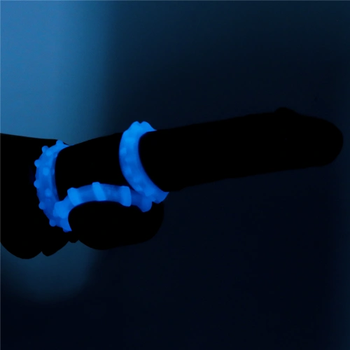 Dilyana- Set of 3 pcs. glow in the dark penis rings Lumino blue [7]