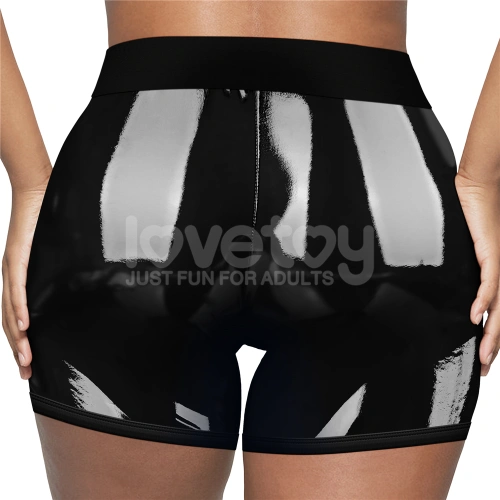 *Nina color - Strap-on boxer shorts with wet - lacquer effect and front zipper Chic Strap-on Shorts size L/XL [1]