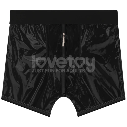 *Nina color - Strap-on boxer shorts with wet - lacquer effect and front zipper Chic Strap-on Shorts size L/XL [14]