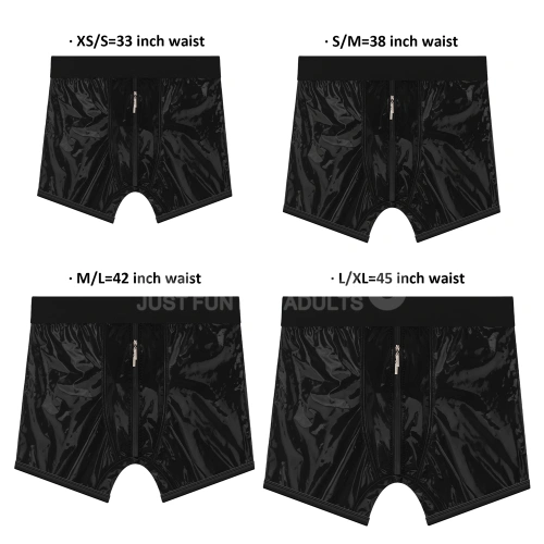 *Nina color - Strap-on boxer shorts with wet - lacquer effect and front zipper Chic Strap-on Shorts size L/XL [22]