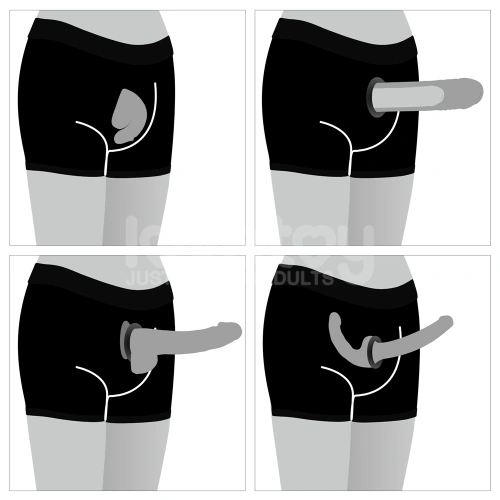 *Nina color - Strap-on boxer shorts with wet - lacquer effect and front zipper Chic Strap-on Shorts size L/XL [5]