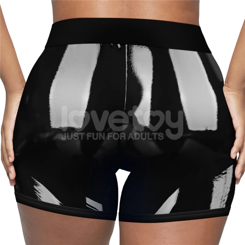 *Nina color - Strap-on boxer shorts with wet - lacquer effect and front zipper Chic Strap-on Shorts size S/M [1]