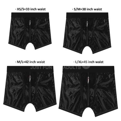Strap-on boxer shorts with wet - lacquer effect and front zipper Chic Strap-on Shorts size XS/S [22]