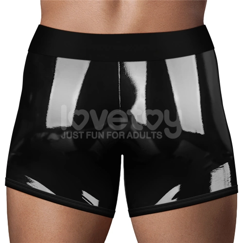 Strap-on boxer shorts with wet - lacquer effect and front zipper Chic Strap-on Shorts size XS/S [3]