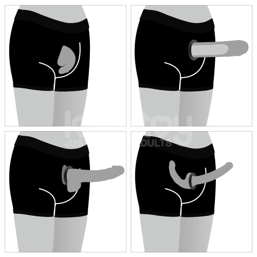 Strap-on boxer shorts with wet - lacquer effect and front zipper Chic Strap-on Shorts size XS/S [5]