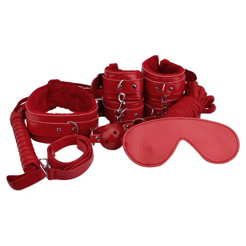 Bondage set of 8 pieces Beginners Bondage Kit red Bondage set of 8 pieces Beginners Bondage Kit red