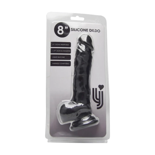 Dilyana - Loving Joy 8" Realistic Silicone Testicle Dildo Black [5]