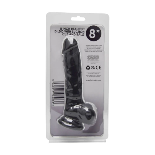 Dilyana - Loving Joy 8" Realistic Silicone Testicle Dildo Black [6]
