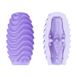 Double-sided masturbator with a Romantic Double Sided Egg relief