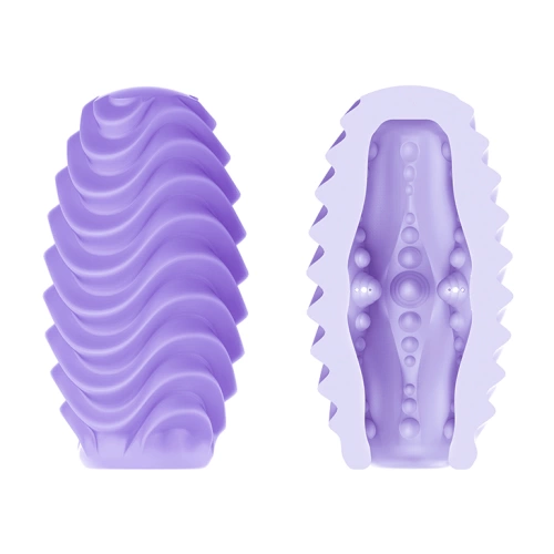 Double-sided masturbator with a Romantic Double Sided Egg relief