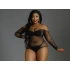 Erotic black mesh bodysuit with crystals Moonlight M09 [2]