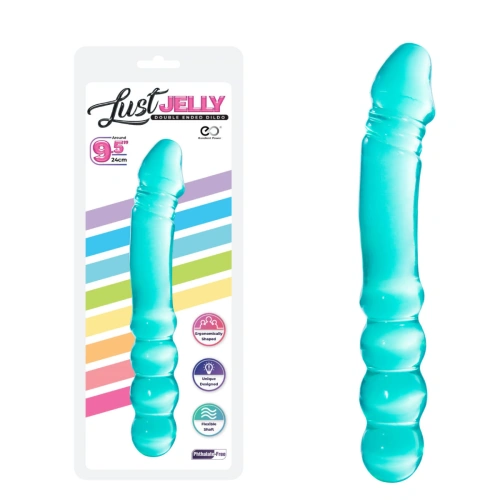 Nina - Double jelly dildo Just Jelly 24 cm. transparent blue