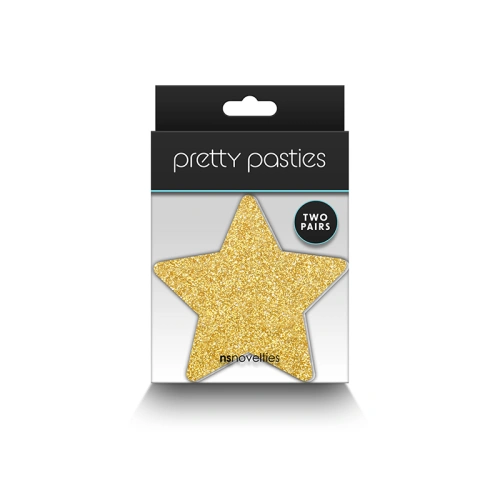 Glitter Stars Black and Gold Disposable Brocade Breast Pasties Set [1]