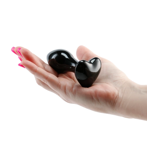 Glass Butt Plug Crystal Heart black [2]