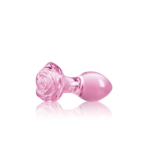 Glass Butt Plug with rose base Crystal Rose pink [1]