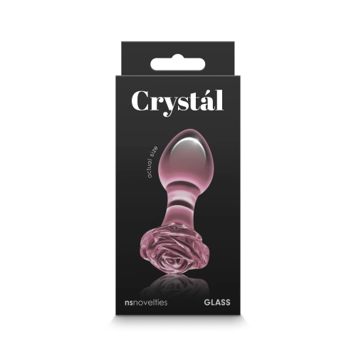 Glass Butt Plug with rose base Crystal Rose pink [3]