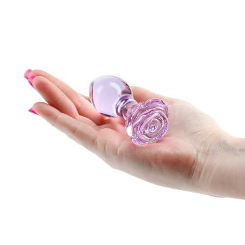 Irina color Glass anal expander with a rose base Crystal Rose purple [2]