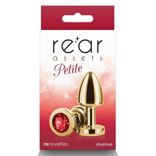 Small Metal Butt Plug - Red Crystal Jewel Rear Assets Petite Gold [2]