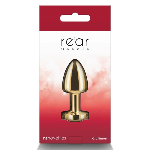 Small Metal Butt Plug - Red Crystal Jewel Rear Assets Petite Gold [3]