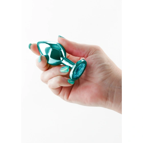 Metal Butt Plug - Crystal Jewel Rear Assets Medium Blue-Green [1]