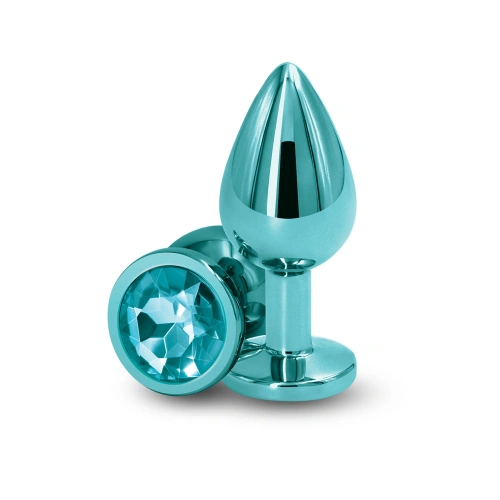 Metal Butt Plug - Crystal Jewel Rear Assets Medium Blue-Green