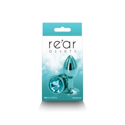 Metal Butt Plug - Crystal Jewel Rear Assets Small Blue-Green [2]