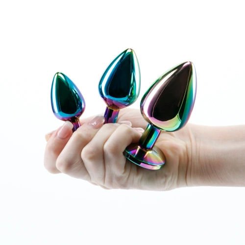 Set of 3 metal anal dilators with crystal in the base Rear Assets [1]