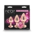 3 pcs. metal anal dilators with pink crystal Rear golden [2]