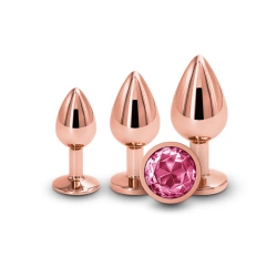 3 pcs. metal anal dilators with pink crystal Rear golden