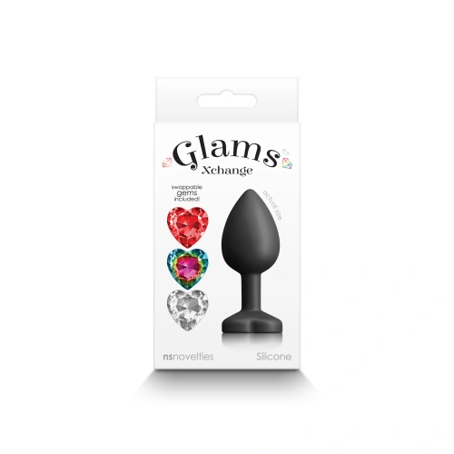 Glams Xchange S Jewel Anal Butt Plug with 3 Interchangeable Crystal Hearts [3]