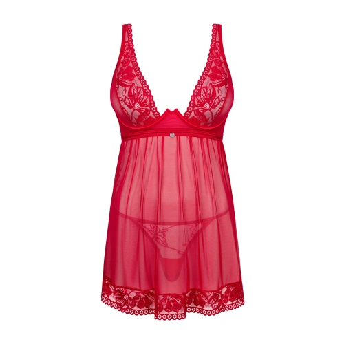 Erotic dress and thong set Obsessive Lacelove red [4]