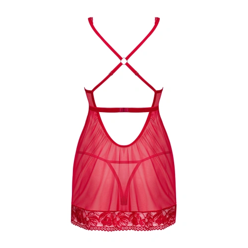 Erotic dress and thong set Obsessive Lacelove red [5]