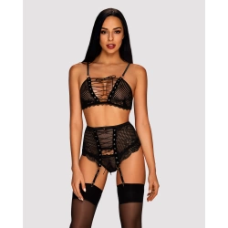Obsessive Basitta Black 3-Piece Provocative Lingerie Set