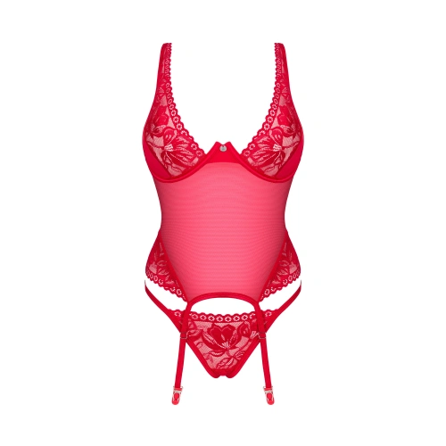 Obsessive Lacelove erotic corset and thong set red [4]