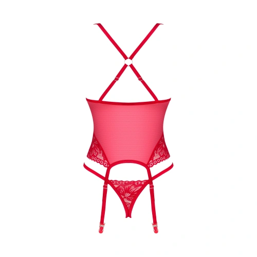 Obsessive Lacelove erotic corset and thong set red [5]