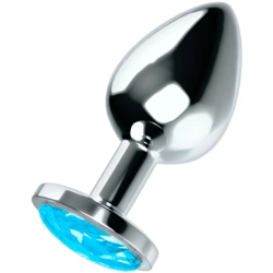 Ohmama S blue crystal metal butt plug
