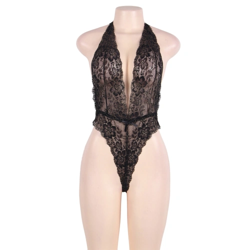 Sexy backless lace bodysuit Paris black [2]