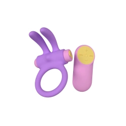 Rechargeable silicone cock ring with clitoris stimulator Riny purple