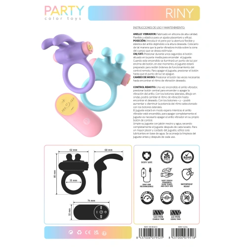 Rechargeable silicone cock ring with clitoris stimulator Riny purple [7]
