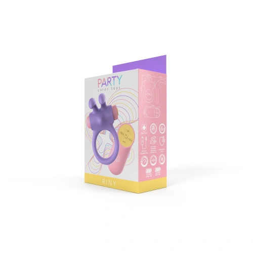 Rechargeable silicone cock ring with clitoris stimulator Riny purple [9]