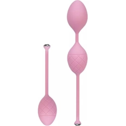 Set of luxury silicone vaginal balls with weights and Swarovski Frisky pink stones