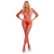 Erotic mesh bodysuit with open bottom Pink Lipstick Risque red