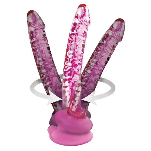 Dilyana Realistic glass dildo with vacuum attachment Icicles #86 pink [4]