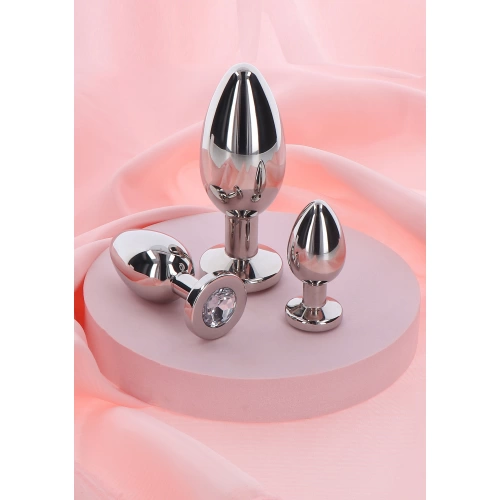 Nina - Massive steel butt plug with clear crystal Playhouse M [6]