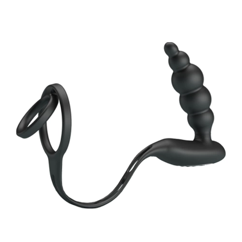 Silicone Vibrating Prostate Stimulator with Double Penis Ring Sleeve III [1]