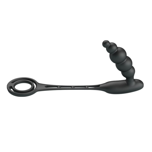 Silicone Vibrating Prostate Stimulator with Double Penis Ring Sleeve III [2]