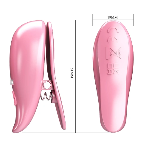 Nina - Pretty Love Leaf Rechargeable Vibrating Nipple Clips Pink [5]
