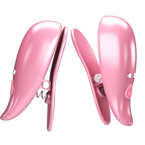 Nina - Pretty Love Leaf Rechargeable Vibrating Nipple Clips Pink